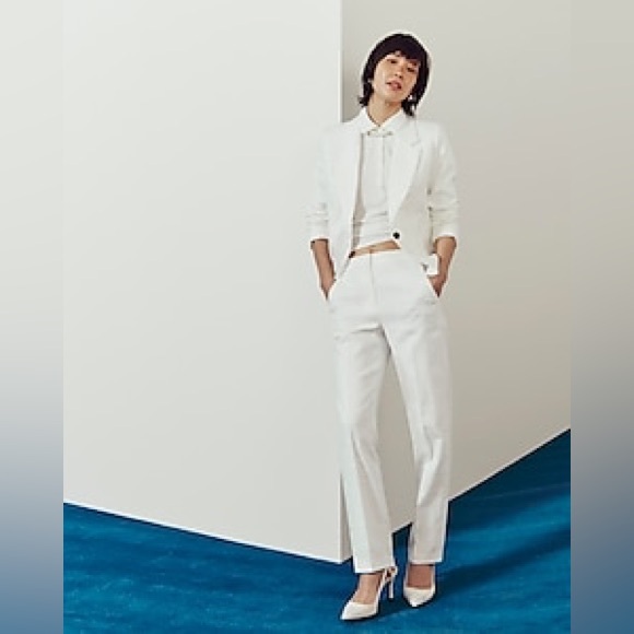 Women's J Crew ‘Kate’ Winter White Lined Stretch Linen-Blend Size 0 - Picture 6 of 16